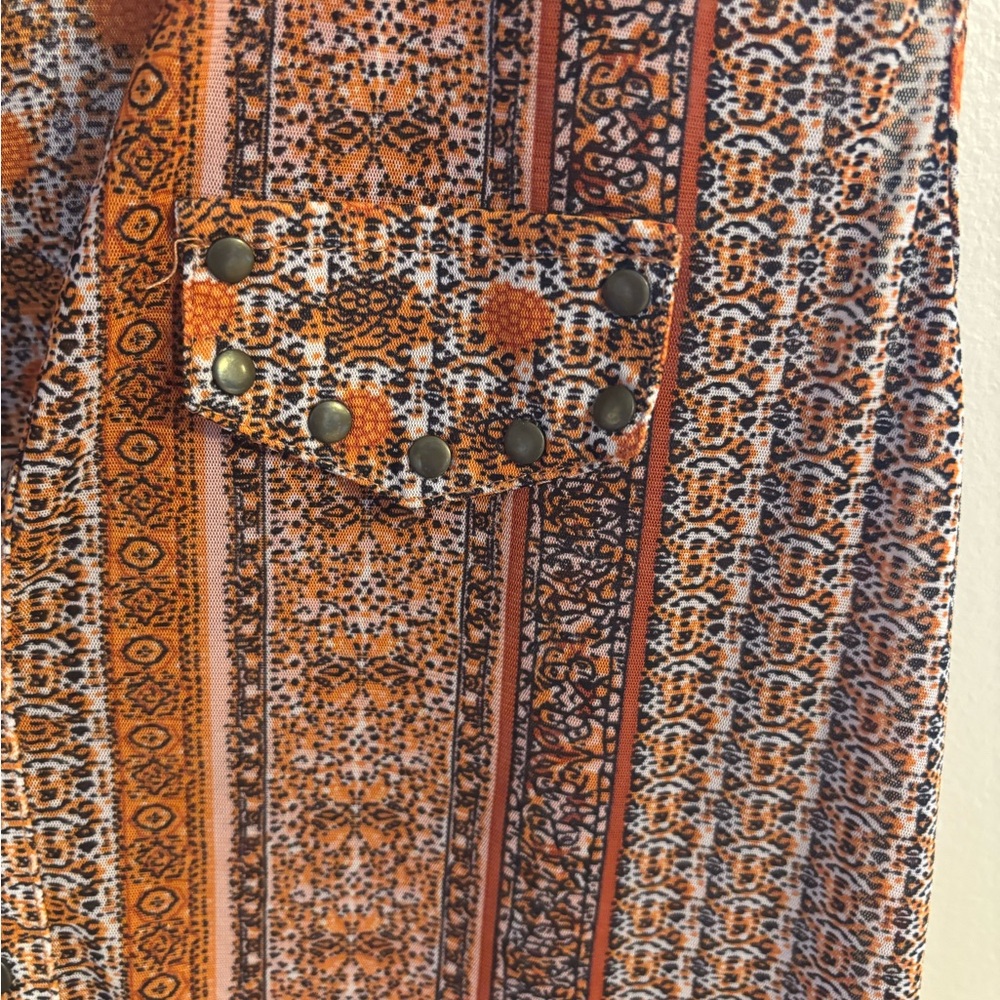 Anthropologie Eden & Olivia Rust Multi Printed Sleeveless Button-Front - Picture 4 of 7